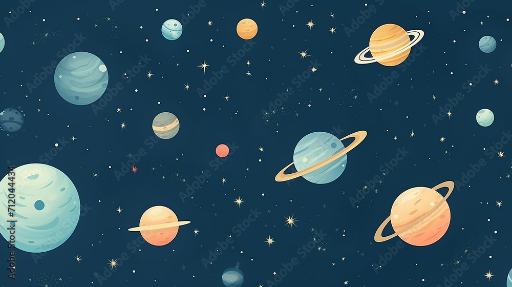 space background with cute flat lay style template with planets space background with cute flat lay style template with planets