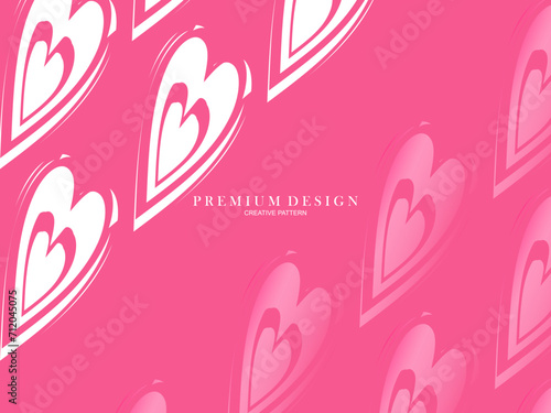 Pink heart background with modern concept. Romantic cute background.