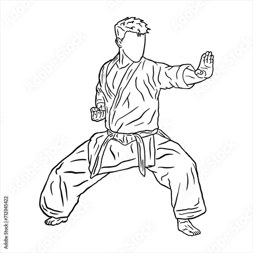 illustration of karate line art vector