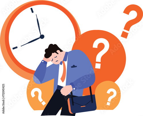 a man tired from work in flat style isolated on background