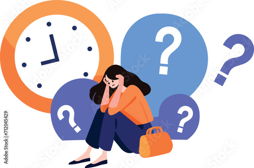 a woman tired from work in flat style isolated on background