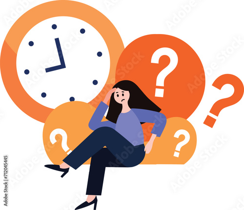 a woman tired from work in flat style isolated on background