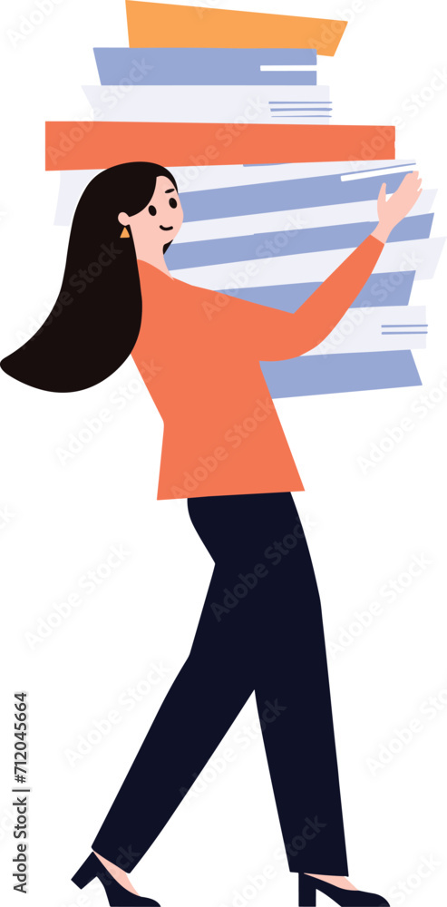 hard working woman in flat style isolated on background hard working woman in flat style isolated on background