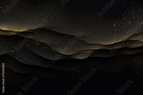 金箔を散らしたシンプルな和風の黒背景 photo