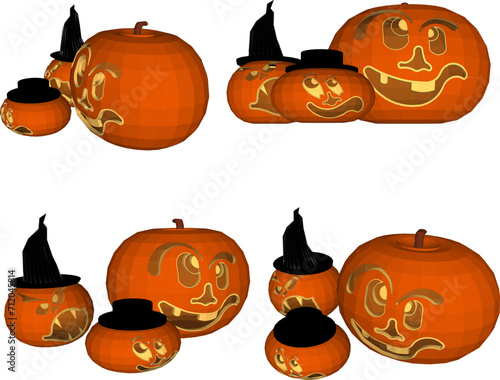 Vector sketch illustration of halloween pumpkin fruit perspective design