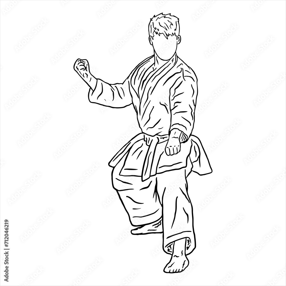 illustration of karate line art vector