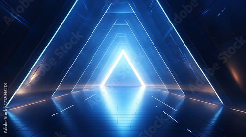abstract triangle spaceship corridor. futuristic tunnel