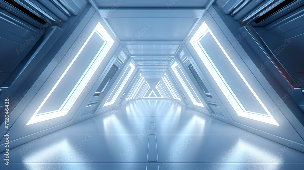 empty long light corridor modern white background empty long light corridor modern white background