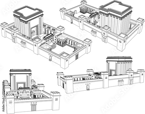 Vector sketch illustration of Herods Temple in Jerusalem design