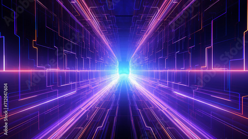 abstract neon light into digital technology tunnel © Aura