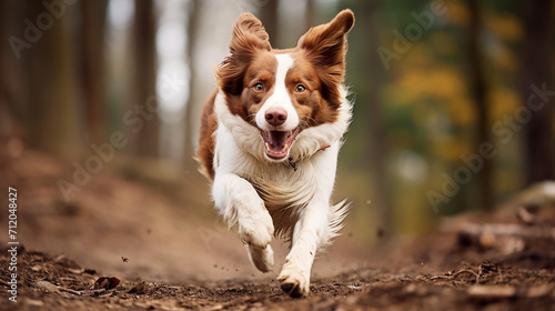 brown and white border collie runs fast