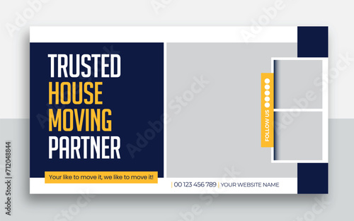 Moving service and delivery shipment youtube thumbnail and web banner template design	