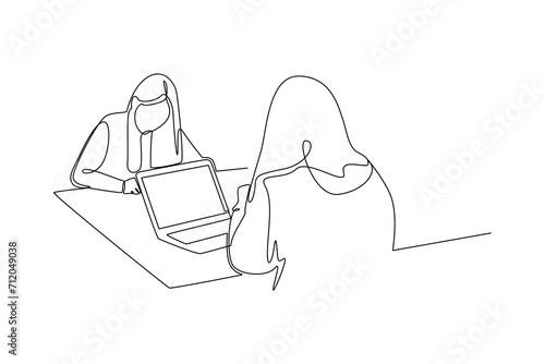 One continuous line drawing of Student life concept. Doodle vector illustration in simple linear style.