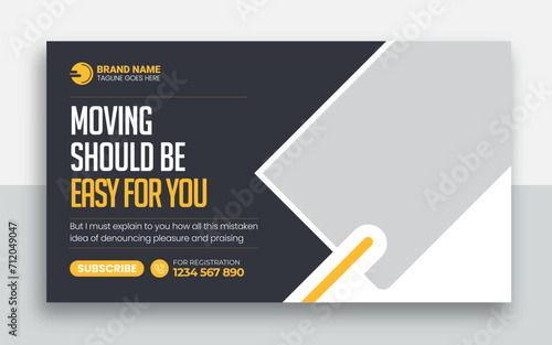 Moving service and delivery shipment youtube thumbnail and web banner template design	
