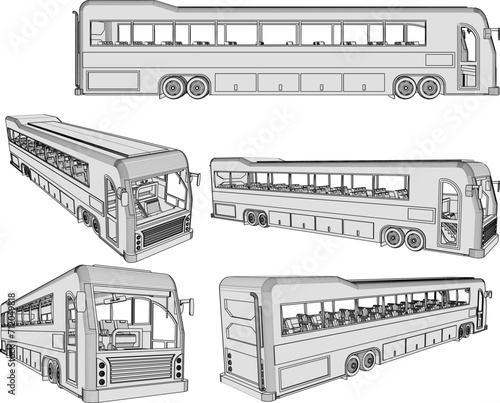 Vector sketch illustration of large size passenger bus public transportation design