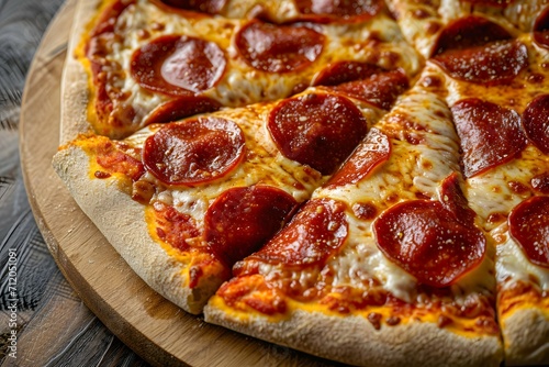 A Freshly Baked Pepperoni Pizza Ready To Be Served