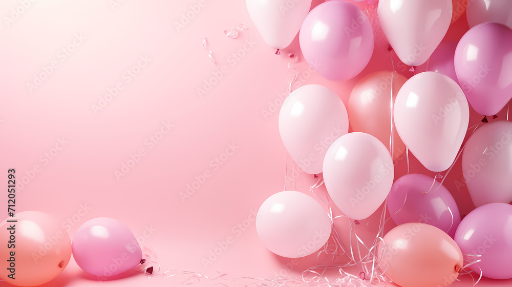 Holiday celebration background with balloons, golden sparkling confetti and ribbons Holiday celebration background with balloons, golden sparkling confetti and ribbons
