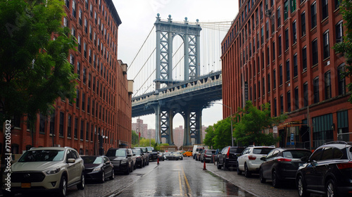 ニューヨーク市ブルックリンのダンボにあるマンハッタン橋GenerativeAI