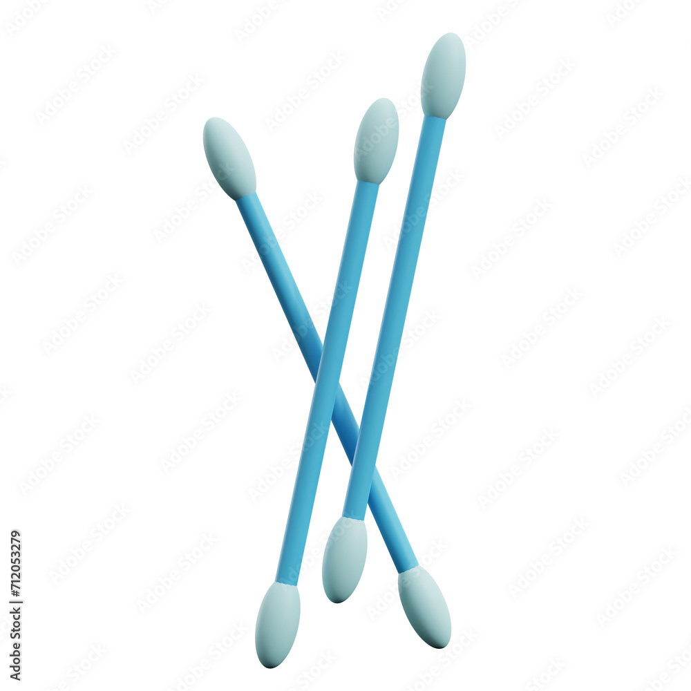 cotton swab. 3d render. cotton swab. 3d render.
