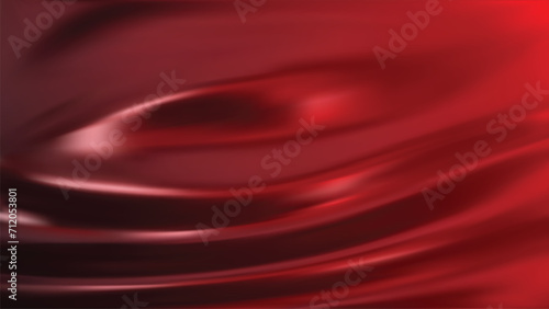 Abstract dark red gradient background with red light. Minimalistic subtle wavy red silk texture. 3D vector illustration.