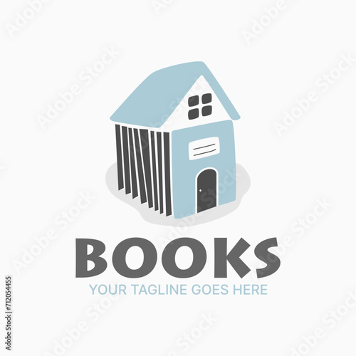 Logo design graphic concept creative abstract premium vector stock unique house home with read bottom books. Related to property education learn place