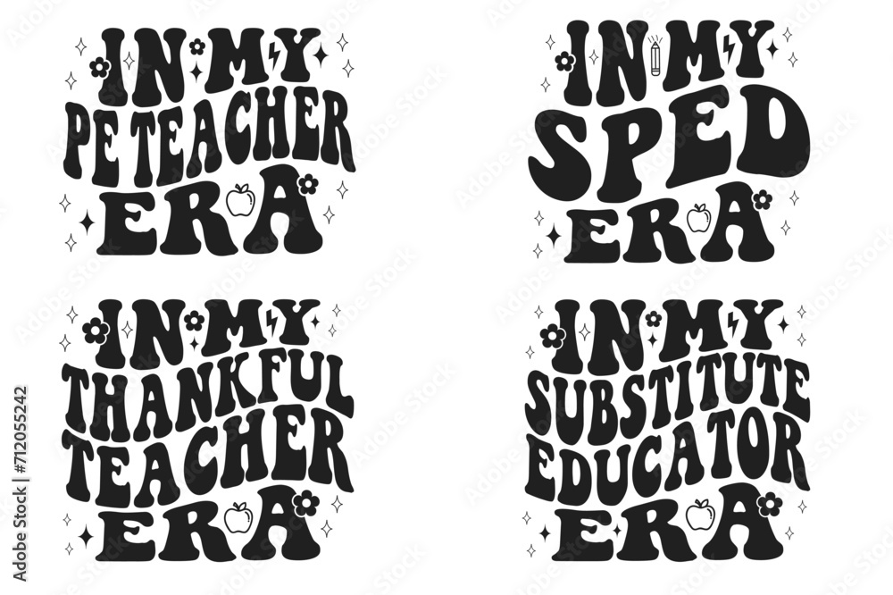 In My PE Teacher Era, In My SPED Era, In My Thankful Teacher Era, In My Substitute Educator Era retro T-shirt
