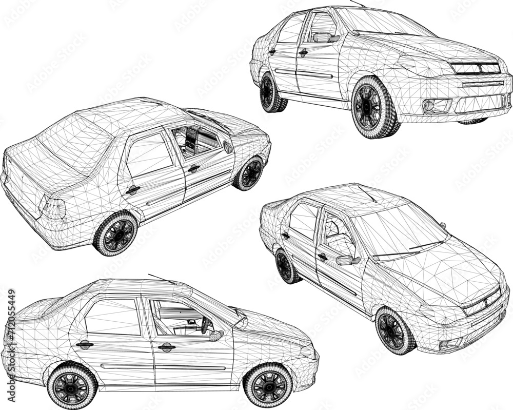 Fototapeta premium Vector sketch illustration of small family compact citycar design