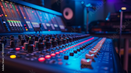 Sound recording studio. Mixer equipment. Music and sound concept.