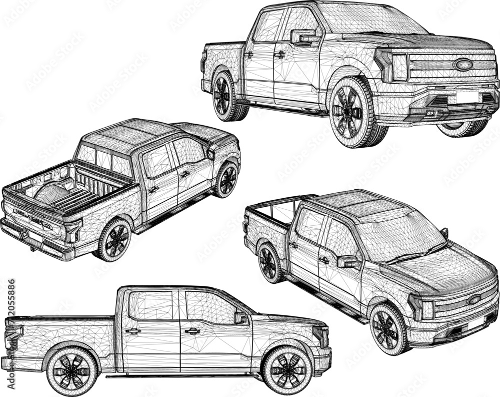Fototapeta premium Vector sketch illustration of premium pickup car design