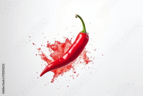 Red hot pepper levitates on a white background copyspace Generative AI