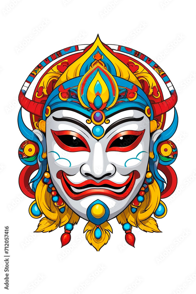 Colorful masks on a white background