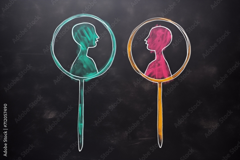Two colorful draw in the shape of a man and a woman. Two colorful draw in the shape of a man and a woman.