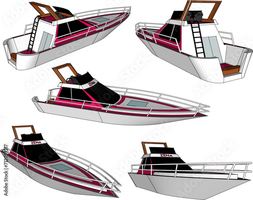 Vector sketch illustration of speed boat design for sea cruises