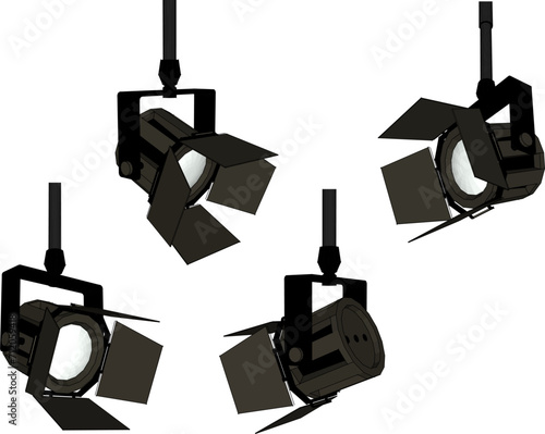 Vector sketch illustration of spotlight design for performance stage