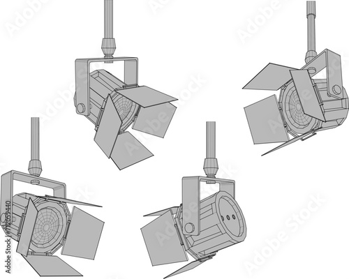 Vector sketch illustration of spotlight design for performance stage
