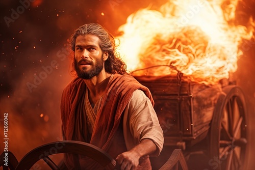 Elijah and the chariot of fire, Bible story. photo