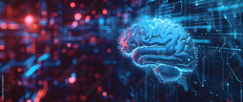 Digital human brain in the virtual world of data and technology. Human