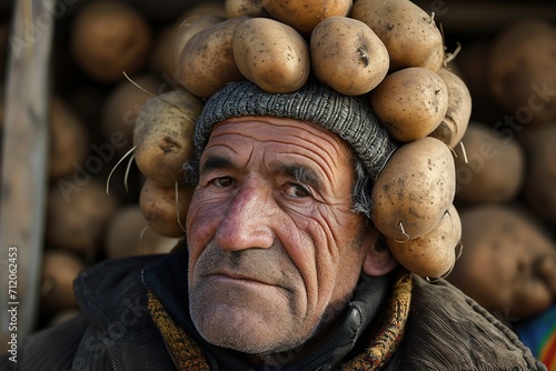 Man with growing potatoes in his ears.