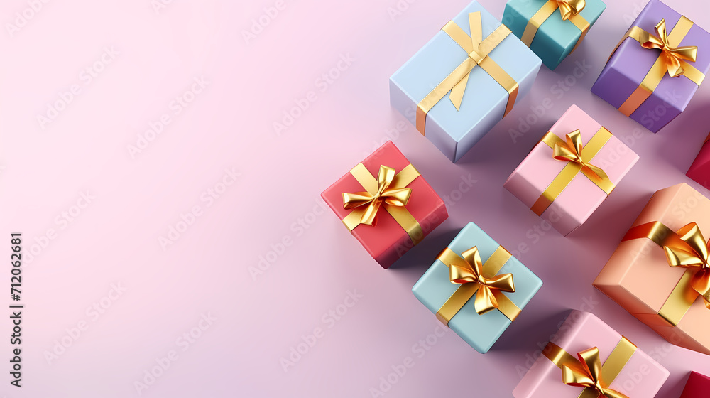Gift box background with copy space for Christmas gifts, holidays or birthdays