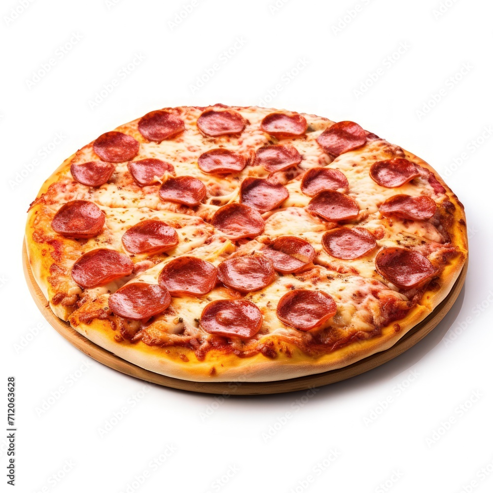 Pizza pepperoni on a white background