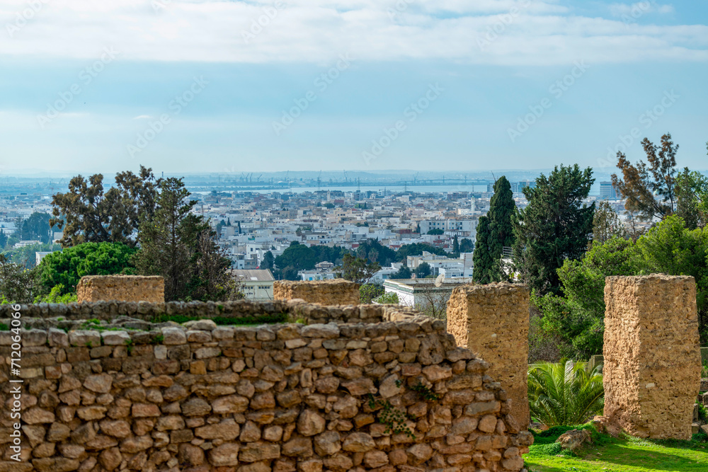 Vue sur la baie de Tunis depuis le site archéologique de Carthage