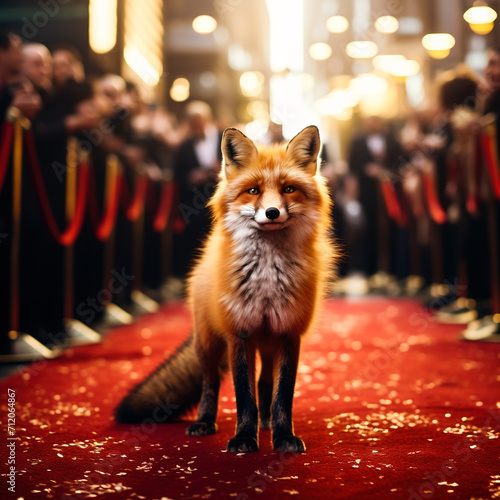 Red fox as a hollywood film star walking red carbet photo