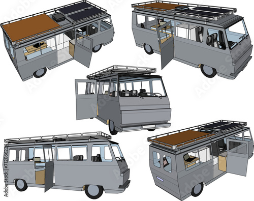 Vector sketch illustration of travel car design for adventure