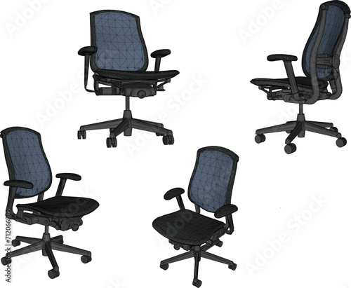 Vector sketch illustration of the design of a swivel wheel gaming chair for a guy's work desk