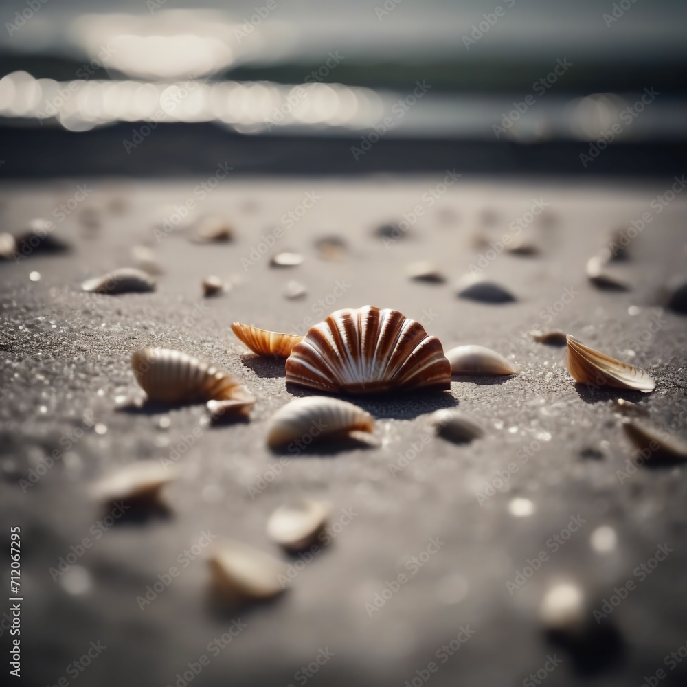Shells are lying on the sand by the sea Shells are lying on the sand by the sea