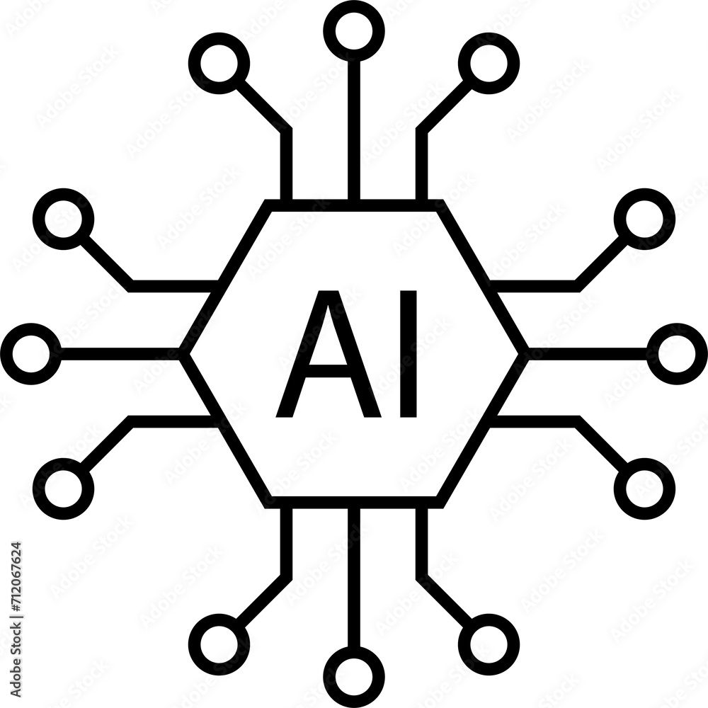 Artificial intelligence AI processor chip icon symbol for graphic design, logo, web site, social media, mobile app, ui illustration