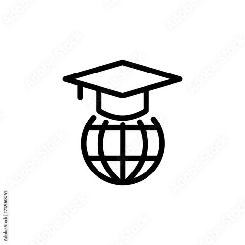 world graduate line icon logo vector