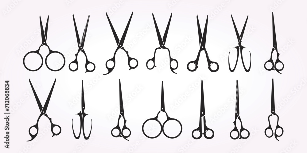 set of scissors icon logo design element. tailor business object sign template. decoration symbol of barber shop set of scissors icon logo design element. tailor business object sign template. decoration symbol of barber shop