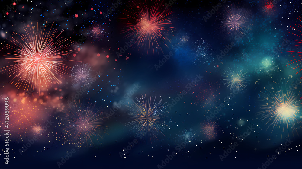 Fototapeta premium Fireworks background for celebration, holiday celebration concept