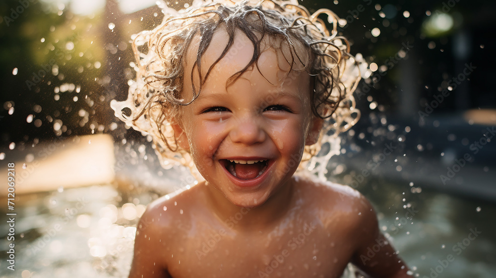 happy little kid splashing in water happy little kid splashing in water